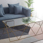 Table basse avec plateau en verre, moderne, Simple, rectangulaire, claire, avec cadre