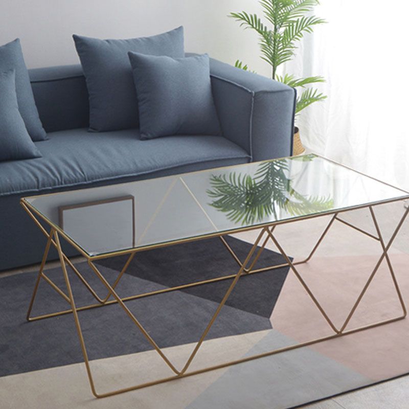 Table basse avec plateau en verre, moderne, Simple, rectangulaire, claire, avec cadre