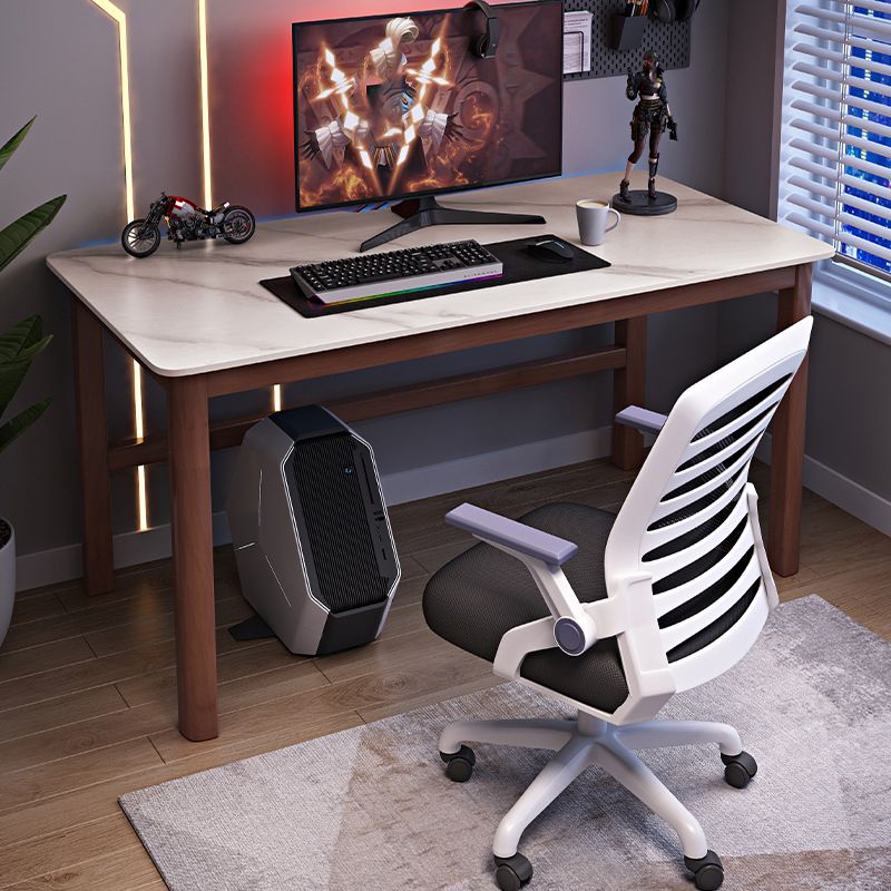Industrial Rectangular Computer Desk Antique Finish Gaming Desk