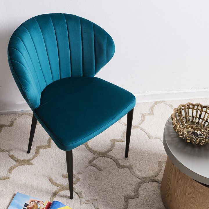 Eigentijdse zijstoel metalen wingback eetkamerstoel voor binnen