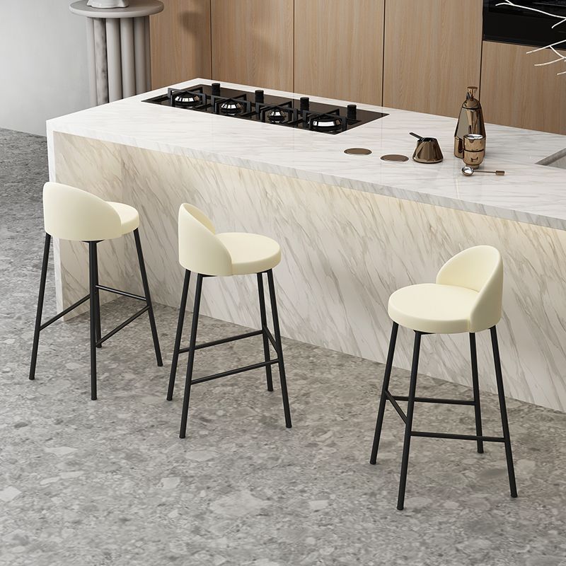 Modern Armless Backrest Counter Stool Iron Cafe Bar Stool with Leather Cushion and Pedal Clearhalo 'Bar Furniture' 'Bar Stools' 'bar_stools' 'furn' 'furn_bar_stools' 'furniture_bar_stools' 'Kitchen & Dining Furniture' 'kitchen&dining_furn' 'kitchen' 'kitchen_furn' Furniture' 1200x1200_8c8c852b-f60f-4057-8bee-66730701b711