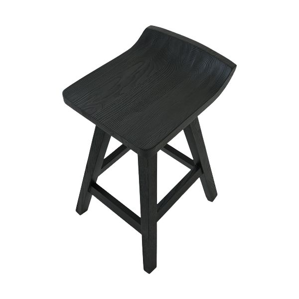 Contemporary Black Ash Solid Wood Armless Bar Stool with Footrest Clearhalo 'Bar Furniture' 'Bar Stools' 'bar_stools' 'furn' 'furn_bar_stools' 'Furniture' 'Kitchen & Dining Furniture' 1200x1200_8c8cfaee-f661-452e-b2fa-cd1dd4aab5d7
