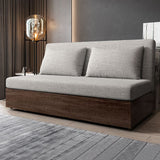 保管付きのモダンなリネンシートアームレスコンバーチブルソファベッド