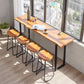 Industrial Solid Wood Bar Table Rectangle Bar Height Table with Double Pedestal Base