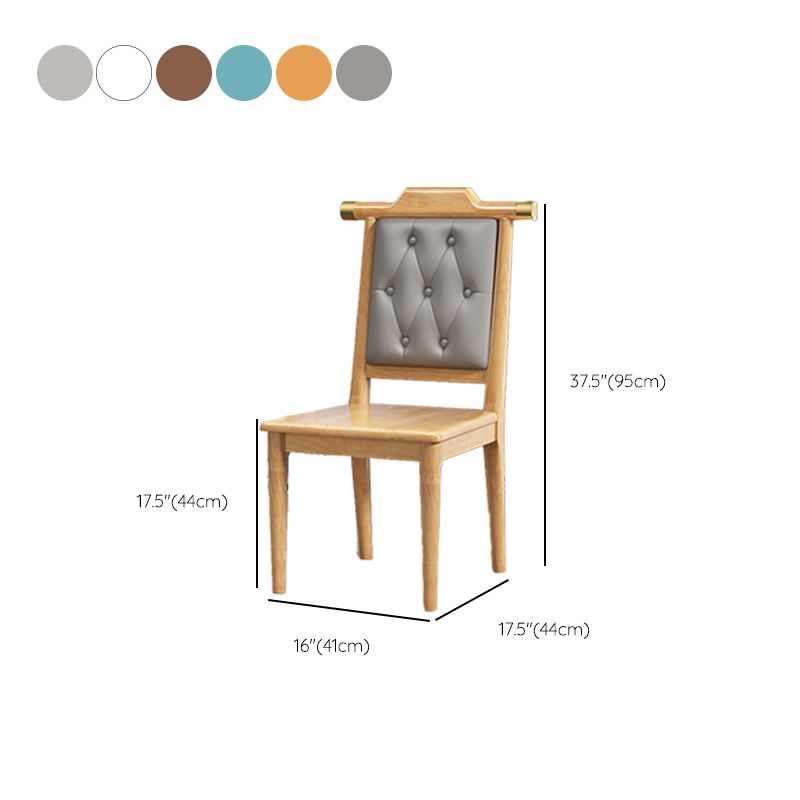 Wood Tufted Dining Chair Modern Style Open Back Armless Chair