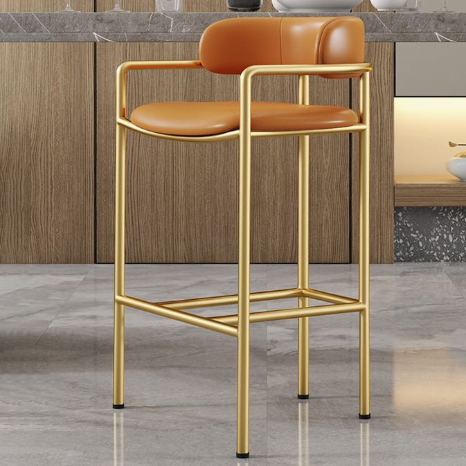 Glam Counter Height Stool Armed Upholstered Bar Stools with Metal Base Clearhalo 'Bar Furniture' 'Bar Stools' 'bar_stools' 'furn' 'furn_bar_stools' 'Furniture' 'Kitchen & Dining Furniture' 1200x1200_8c909482-5ce8-4fb2-a520-a06c13415b87
