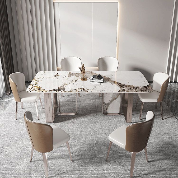 Traditional Luxury Dining Table Sintered Stone Rectangle Dining Table with Rose Gold Frame Clearhalo ' dining_table' 'Dining Tables & Seating' 'Dining Tables' 'furn' 'furn_dining_table' 'Furniture' 'furniture_dining_table' 'Kitchen & Dining Furniture' 'kitchen&dining_furn' 'kitchen' 'kitchen_dining_table' 1200x1200_8c90c2f2-21e8-474c-967a-0cb722ad9a99