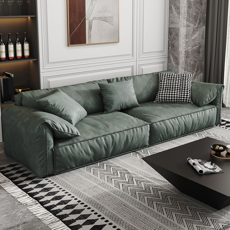 Stationary Living Room Pillow Top Arm Standard Cushions Green Modern Sofa