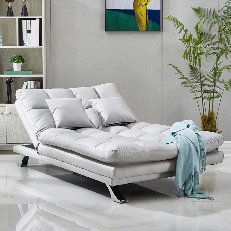 Contemporary Faux Leather Biscuit Back Armless Sofa For Living Room