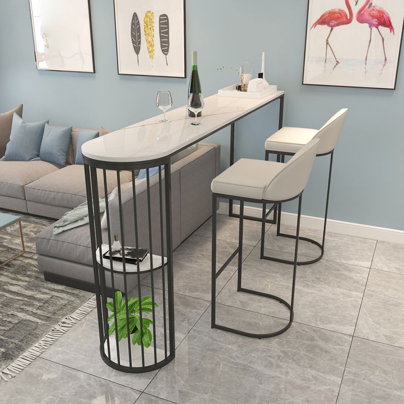 Stone Bar Dining Table Modern Bar Table with Double Pedestal for Balcony Living Room Clearhalo 'Bar Furniture' 'Bar Tables' 'bar_tables' 'furn' 'furn_bar_tables' 'Furniture' 'Kitchen & Dining Furniture' 1200x1200_8c93dfef-ba9d-400d-9d62-cc2b55cc844a