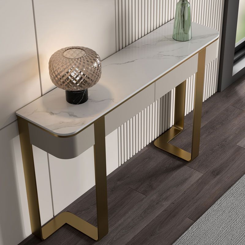 Half Moon Modern Console Table Antique Finish Console Sofa Table in Stone Clearhalo 'Console Tables' 'console_tables' 'Entry & Mudroom Furniture' 'furn' 'furn_console_tables' 'Furniture' 1200x1200_8c946fce-f170-44e1-98c6-68fe6f49db3f