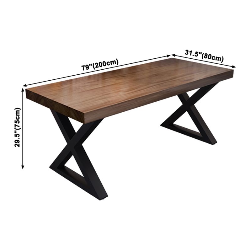 Industrial Style Solid Wood Dining Table Brown Rectangle Table with Metal Base for Dinning Room Clearhalo ' dining_table' 'Dining Tables & Seating' 'Dining Tables' 'furn' 'furn_dining_table' 'Furniture' 'furniture_dining_table' 'Kitchen & Dining Furniture' 'kitchen&dining_furn' 'kitchen' 'kitchen_dining_table' 1200x1200_8c94a405-4ca8-4035-999d-ef3cb3273c2a