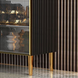 Porte in vetro in legno in stile glam Credenza a buffet con armadi