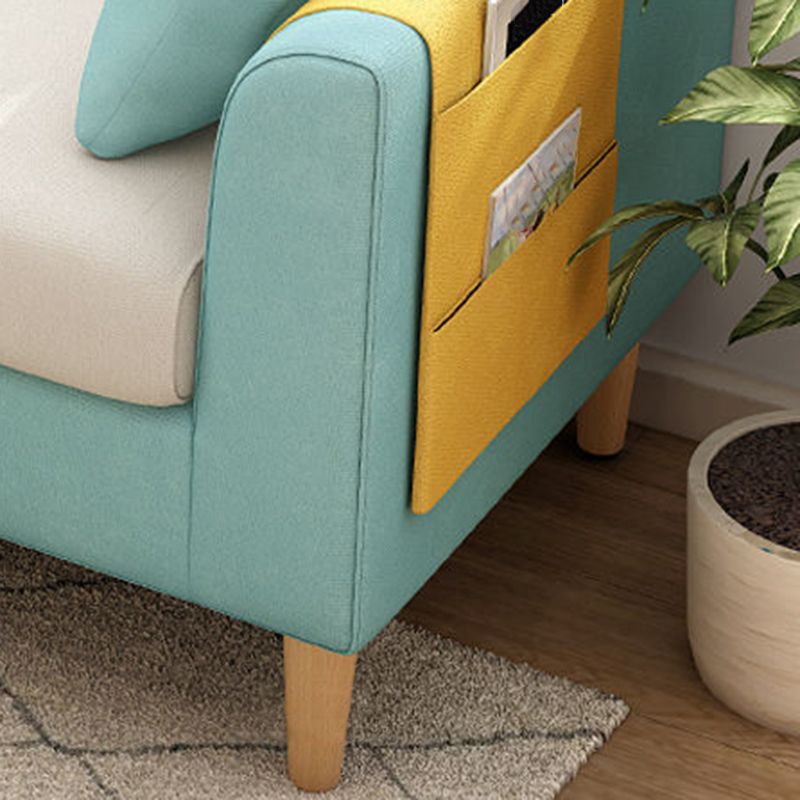 Contemporary Velvet Square Arm Sofa with Storage for Three People