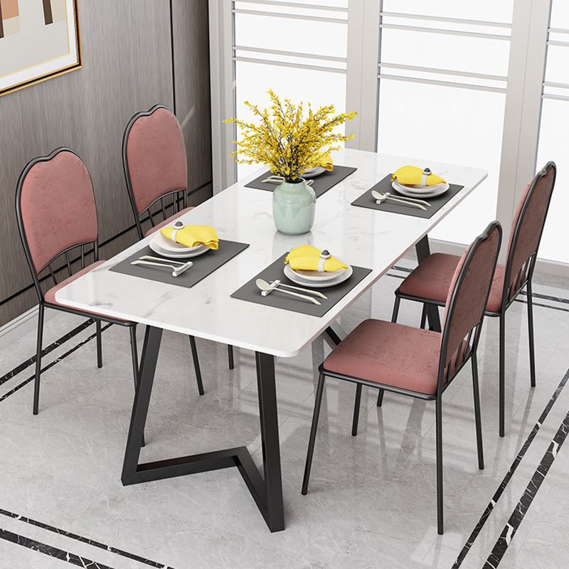 Stone Top Table Modern Rectangle Dining Table with Sled Base Clearhalo 'Dining Tables & Seating' 'Dining Tables' 'dining_table' 'furn' 'furn_dining_table' 'Furniture' 'furniture_dining_table' 'Kitchen & Dining Furniture' 'kitchen' 'kitchen_dining_table' 1200x1200_8c9b8196-a6e3-4009-ba9e-9bea84af6a80