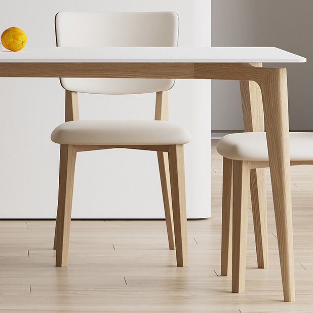 Simplicity Furniture Stone Rectangle Dining Room Table in White