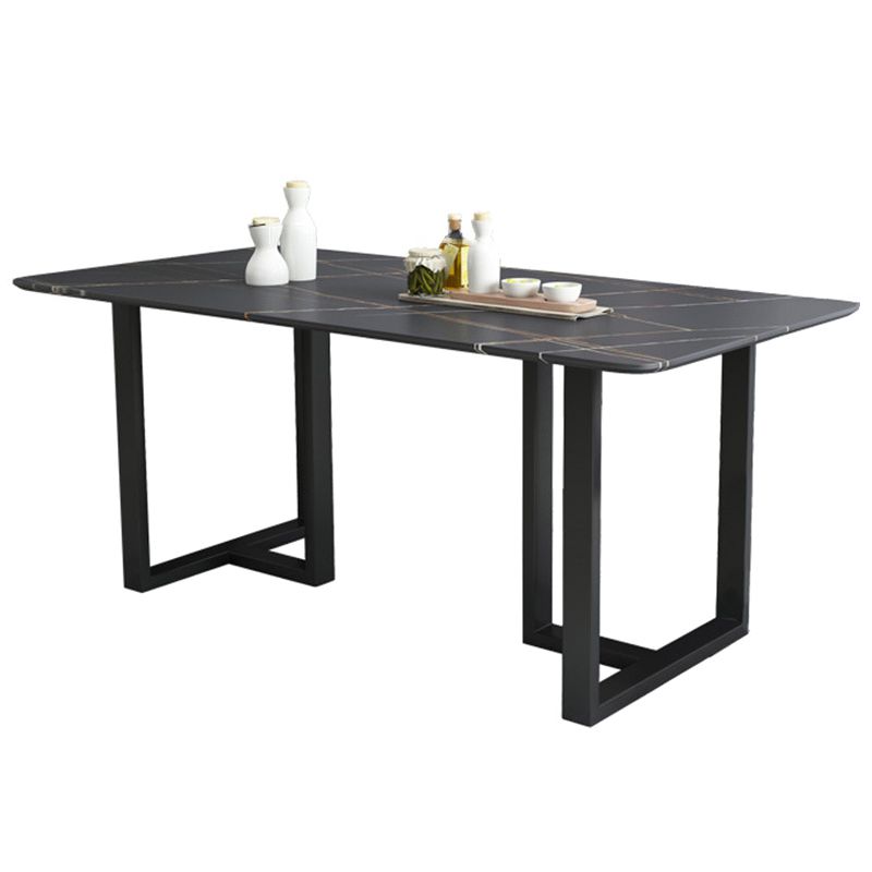 Industrial Dining Table Sintered Stone Table with Black Double Pedestal for Dining Room Clearhalo ' dining_table' 'Dining Tables & Seating' 'Dining Tables' 'furn' 'furn_dining_table' 'Furniture' 'furniture_dining_table' 'Kitchen & Dining Furniture' 'kitchen&dining_furn' 'kitchen' 'kitchen_dining_table' 1200x1200_8ca0d61b-bf0b-4923-b5c4-78d7ba305c33