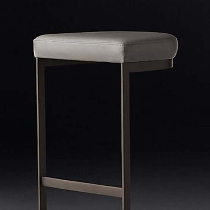Glam Restaurant Footrest Bar Stool Gray Leather Backless Stool Clearhalo 'Bar Furniture' 'Bar Stools' 'bar_stools' 'furn' 'furn_bar_stools' 'Furniture' 'furniture_bar_stools' 'Kitchen & Dining Furniture' 1200x1200_8ca2779b-6bb3-43b3-bbcb-85a22aec3b5c