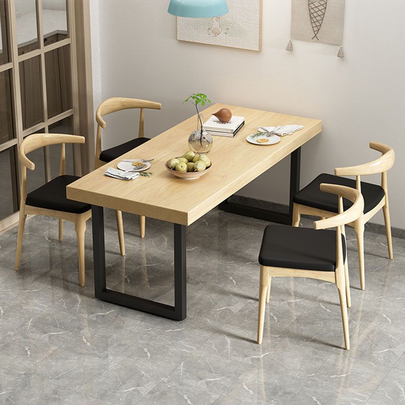 Industrial Solid Wood Dining Set 1/4/5 pieces Double Pedestal Table in Natural Clearhalo 'Dining Room Sets' 'Dining Tables & Seating' 'dining_room_set' 'furn' 'furn_dining_room_set' 'Furniture' 'furniture_dining_room_set' 'Kitchen & Dining Furniture' 'kitchen&dining_furn' 'kitchen' 1200x1200_8ca2c958-2b49-483e-a246-f8e1c39b18b9