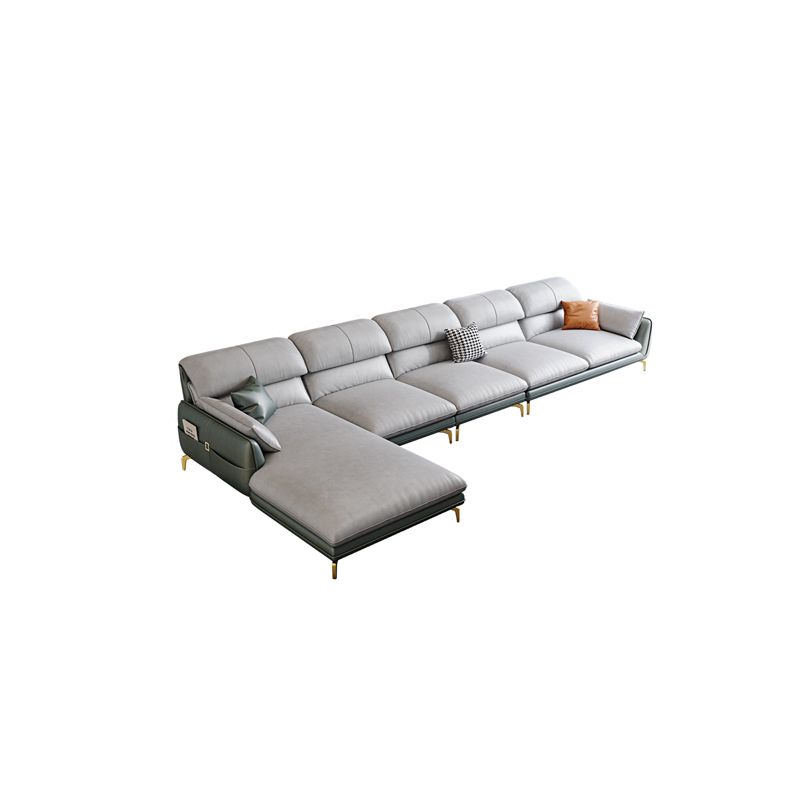 Scandinavian Faux Leather Light-grey Sectional for Apartment Clearhalo 'furn' 'furn_sectionals' 'Furniture' 'furniture_sectionals' 'kitchen' 'kitchen_sectionals' 'Living Room Furniture' 'Sectionals' 1200x1200_8ca37786-3ee8-4649-b7c2-7c75fcc0c253