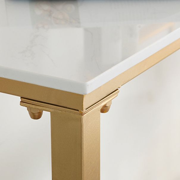 Glam -witte tafel met rechthoektafel top gouden schoktafel - 41.3 "h