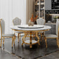 Metal Traditional Luxury Round Dining Table Marble Top Indoor Table with Pedestal Base Clearhalo ' dining_table' 'Dining Tables & Seating' 'Dining Tables' 'furn' 'furn_dining_table' 'Furniture' 'furniture_dining_table' 'Kitchen & Dining Furniture' 'kitchen&dining_furn' 'kitchen' 'kitchen_dining_table' 1200x1200_8ca553a0-34c2-47c7-8de0-3d438177e359