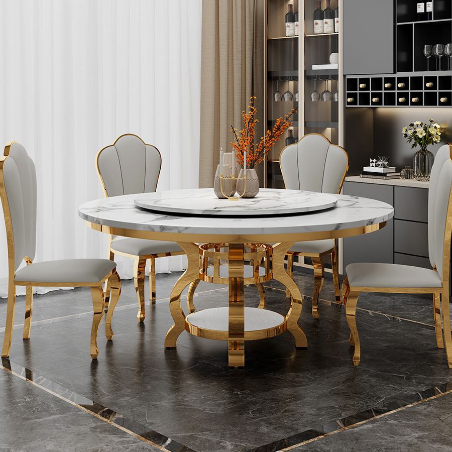 Metal Traditional Luxury Round Dining Table Marble Top Indoor Table with Pedestal Base Clearhalo ' dining_table' 'Dining Tables & Seating' 'Dining Tables' 'furn' 'furn_dining_table' 'Furniture' 'furniture_dining_table' 'Kitchen & Dining Furniture' 'kitchen&dining_furn' 'kitchen' 'kitchen_dining_table' 1200x1200_8ca553a0-34c2-47c7-8de0-3d438177e359