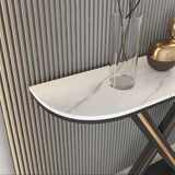 Half Moon Stone Top Accent Table with Black Iron Pedestal Base Clearhalo 'Console Tables' 'console_tables' 'Entry & Mudroom Furniture' 'furn' 'furn_console_tables' 'Furniture' 1200x1200_8ca5b842-060e-4ac7-8110-edac457abc12