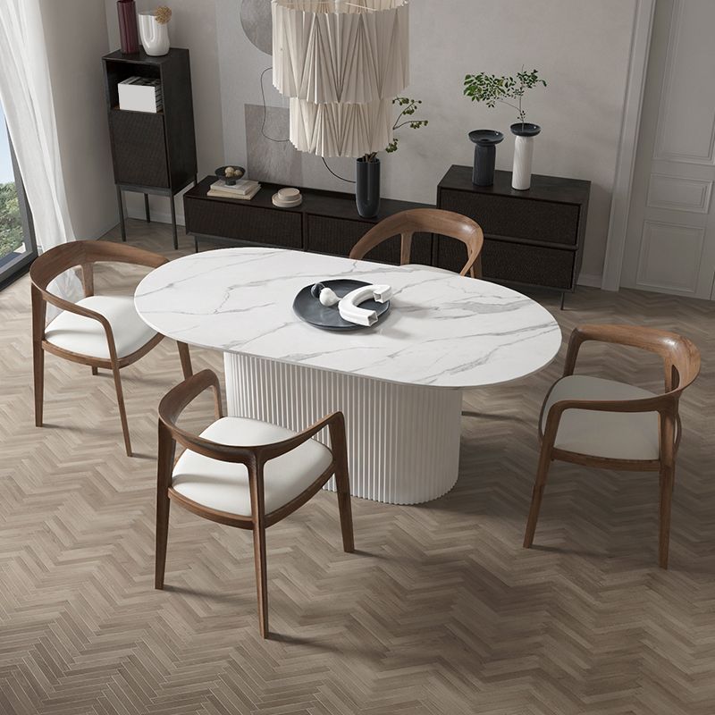 Modern White Top Dining Table Oval Dining Table with Wooden Base Clearhalo ' dining_table' 'Dining Tables & Seating' 'Dining Tables' 'furn' 'furn_dining_table' 'Furniture' 'furniture_dining_table' 'Kitchen & Dining Furniture' 'kitchen&dining_furn' 'kitchen' 'kitchen_dining_table' 1200x1200_8ca5b918-181f-4a12-8550-4aaba355ff0f