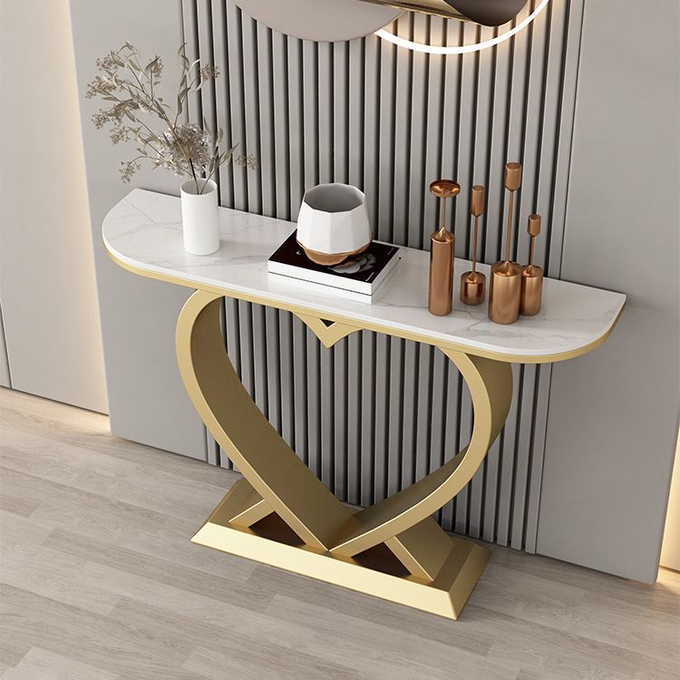 Zeitgenössischer Halbmondkonsole Tisch antikes Finish -Konsole -Sofa -Tisch