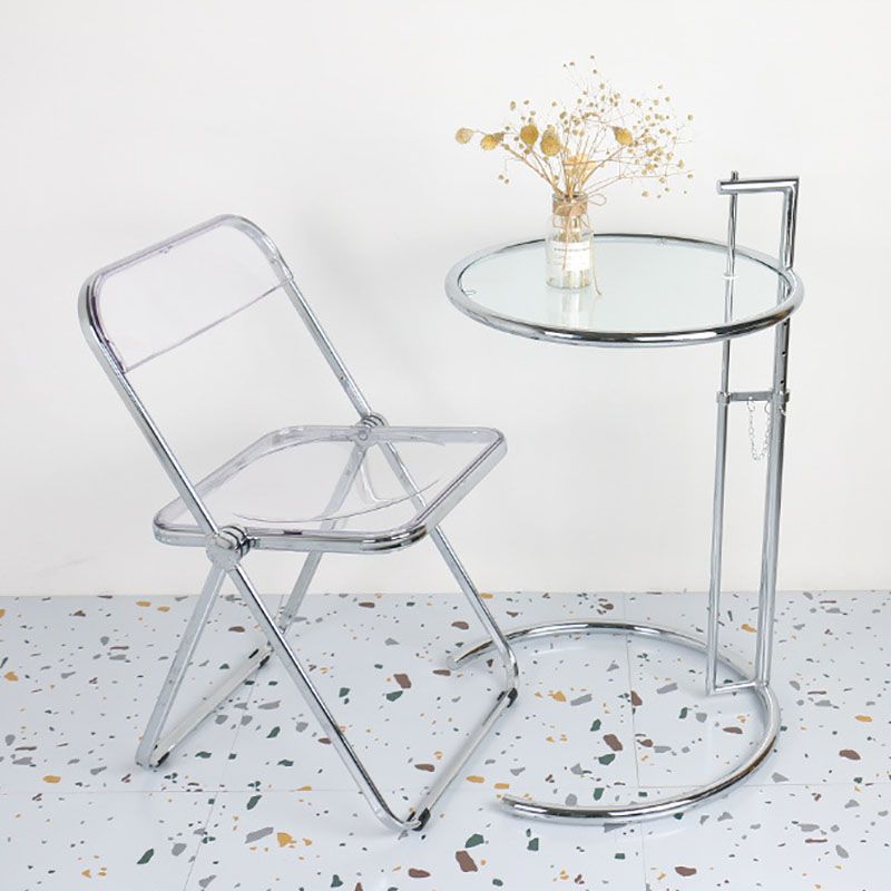 26.4 "丸いガラストップエンドテーブルステンレススチールCサイドテーブル