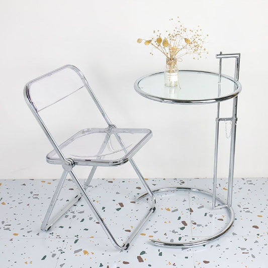 26.4 "丸いガラストップエンドテーブルステンレススチールCサイドテーブル