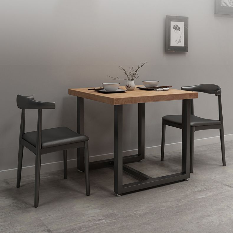 Industrial Solid Wood Dinner Room Kitchen Table Brown Square Table with Black Frame for Dinning Room Clearhalo ' dining_table' 'Dining Tables & Seating' 'Dining Tables' 'furn' 'furn_dining_table' 'Furniture' 'furniture_dining_table' 'Kitchen & Dining Furniture' 'kitchen&dining_furn' 'kitchen' 'kitchen_dining_table' 1200x1200_8ca80762-9a13-49a1-989a-e7fe0e5ef856