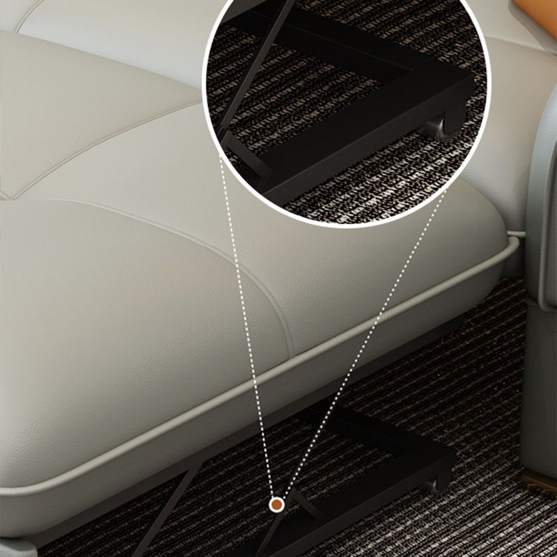 Divani convertibili in pelle glam braccia svasate pieghevoli.