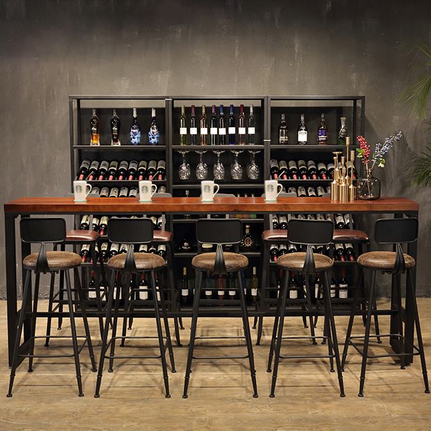 Rectangle Wood Bar Dining Table Modern Bar Table with Trestle Base Clearhalo 'Bar Furniture' 'Bar Tables' 'bar_tables' 'furn' 'furn_bar_tables' 'Furniture' 'Kitchen & Dining Furniture' 1200x1200_8caae94d-9c93-4a7a-9a74-bee8f7c065ba