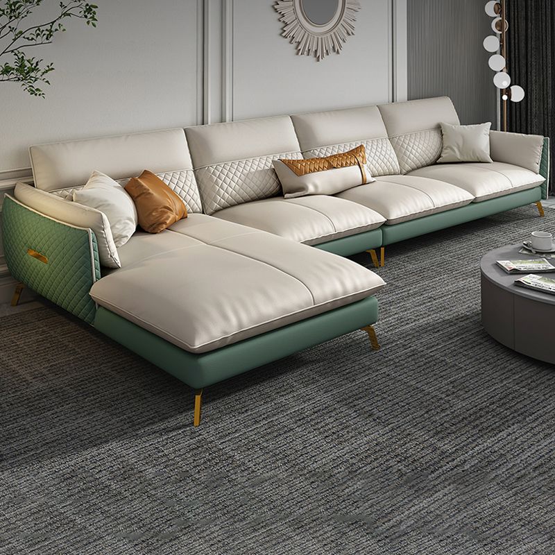 Divano sezionale in pelle autentica 35.43 "divano alto con cuscino