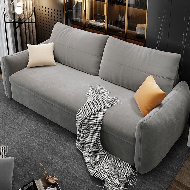 Fabric Square Arm Sofa Bed Standard Loose Back Settee Furniture in Grey Clearhalo 'furn' 'furn_sofas' 'Furniture' 'furniture_sofas' 'kitchen' 'kitchen_sofas' 'Living Room Furniture' 'Sofa' 'sofas' 1200x1200_8cac6a24-7d56-4d48-b796-dd0286a4ae39