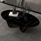 Glam Slate Coffee Cocktail Table Abstract Oval Coffee Table for Living Room