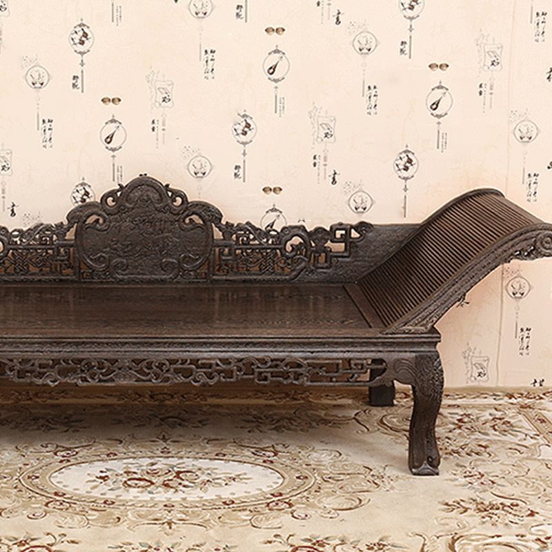 Traditional Espresso Solid Wood Chaise Lounge Couch with Round Arms Clearhalo 'Chairs & Seating' 'Chaise Lounge' 'chaise_lounge' 'furn' 'furn_chaise_lounge' 'Furniture' 'Living Room Furniture' 1200x1200_8cada0d0-d51e-499e-be9a-ac47776efedd