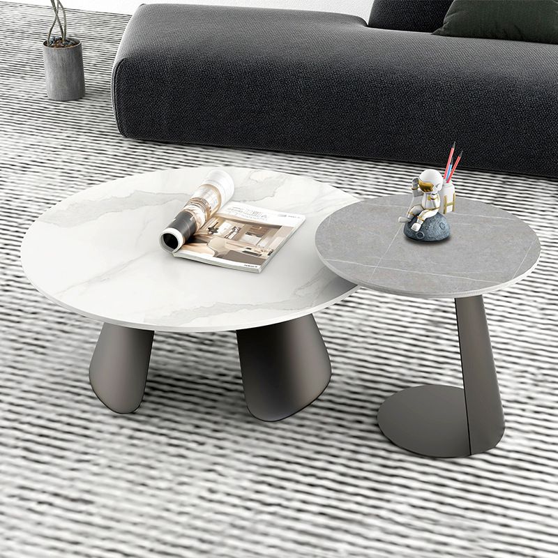 Slate and Metal Round 3 Legs Coffee Table Modern Table for Living Room Clearhalo 'Coffee & Accent Tables' 'Coffee Tables' 'coffee_tables' 'furn' 'furn_coffee_tables' 'Furniture' 'Living Room Furniture' 1200x1200_8caed374-329d-4c0d-8668-0b8b3db0597a