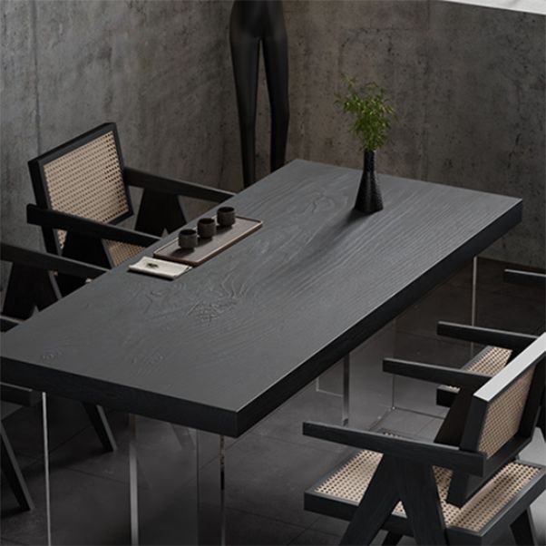 Set tavolo da pranzo moderno in legno massello da 1/2/5 pezzi in nero