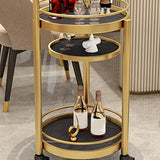 Modern Open Storage Prep Table Round Shape Home Dining Kitchen Trolley