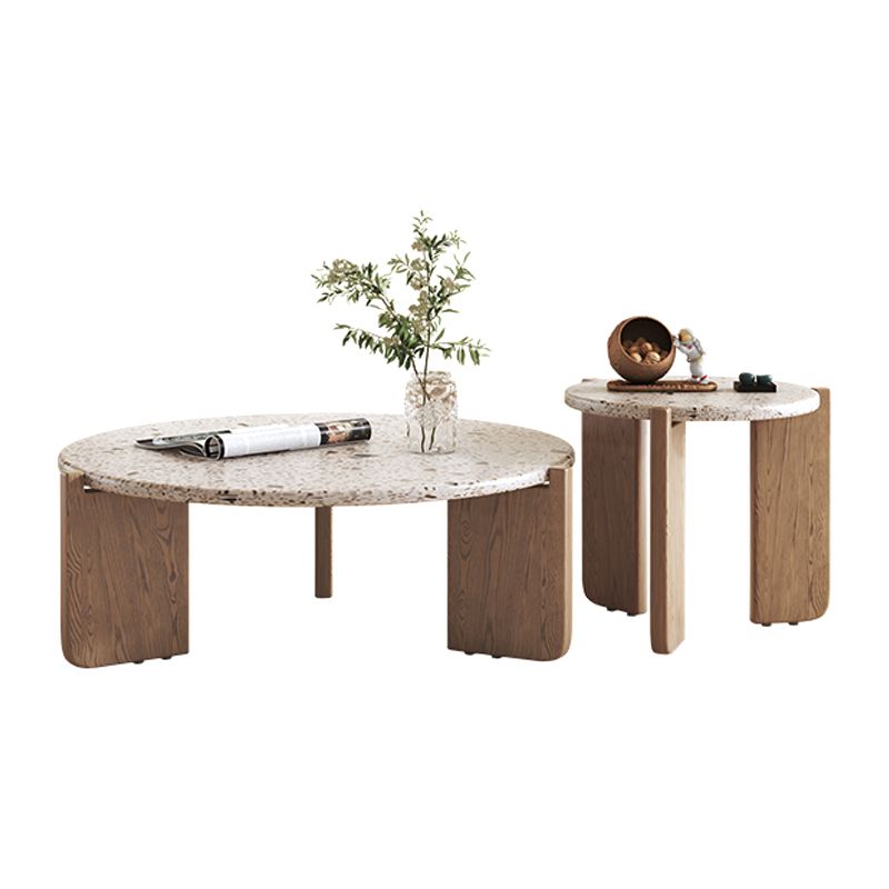 Moderner Couchtisch mit 3 Beinen, runder Kaffee- und Cocktailtisch aus Schiefer