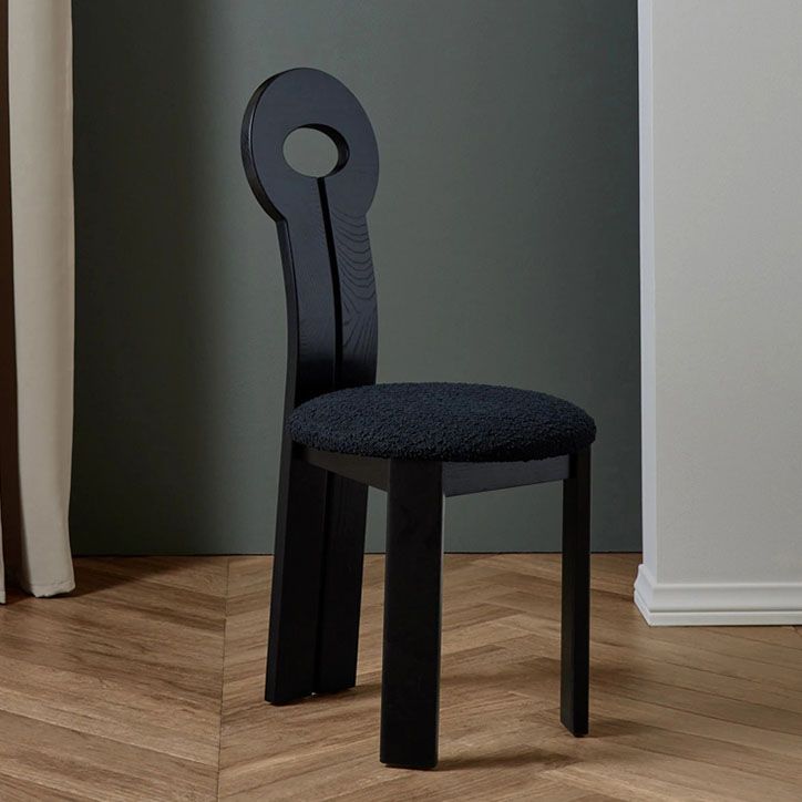 Vaste houten frame zijstoel Slat achterzijde stoel met linnen bekleed