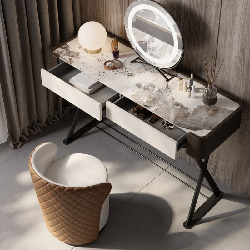 Tavolo da vanità e sgabelli glam e sgabello set da toeletta per vanità in ardesia