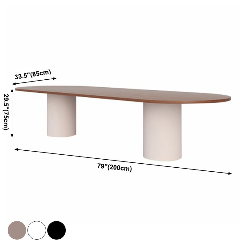 Minimalist Solid Wood Standard Dining Table Oval Kitchen Dining Table with Double Pedestal Base Clearhalo ' dining_table' 'Dining Tables & Seating' 'Dining Tables' 'furn' 'furn_dining_table' 'Furniture' 'furniture_dining_table' 'Kitchen & Dining Furniture' 'kitchen&dining_furn' 'kitchen' 'kitchen_dining_table' 1200x1200_8cbe16e3-5fbe-495a-8666-98436781d752