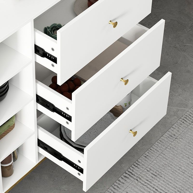 Glam Living Room Buffet Stand MDF Adjustable Shelving Sliding and Glass Doors Credenza Clearhalo 'buffet_sideboard' 'Buffets & Sideboards' 'Furniture' 'furniture_buffet_sideboard' 'Kitchen & Dining Furniture' 1200x1200_8cbe6e30-9ad2-45f9-8e78-a4ebe28b3c0f