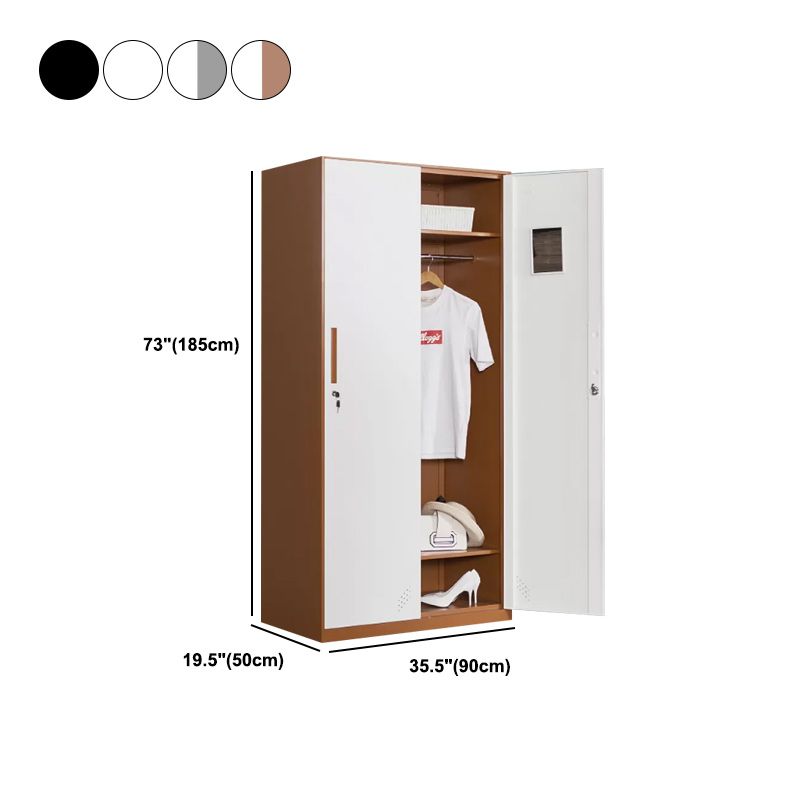 Contemporary Style Wardrobe Metal Home Wardrobe Closet with Doors Clearhalo 'Armoires & Wardrobes' 'armoires_wardrobes' 'Bedroom Furniture' 'furn' 'furn_armoires_wardrobes' 'Furniture' 1200x1200_8cbf90ae-69df-4737-a5ce-bfab7126825c