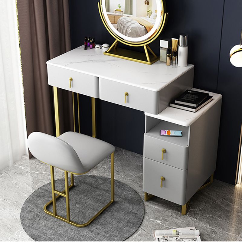 Glam Stone Vanity Table with 4 Storage Drawers 15.74" Wide Makeup Table Clearhalo 'Bedroom Furniture' 'furn' 'furn_makeup_vanities' 'Furniture' 'Makeup Vanities' 'makeup_vanities' 1200x1200_8cc1b5f4-68a3-4967-85f1-5113a6f7b152