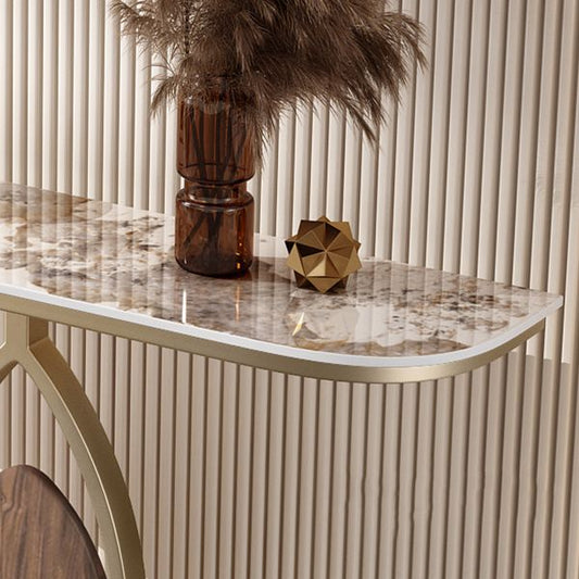 Abstract Base Console Table 31.5" Tall Stone Glam Accent Table with 1 Shelf